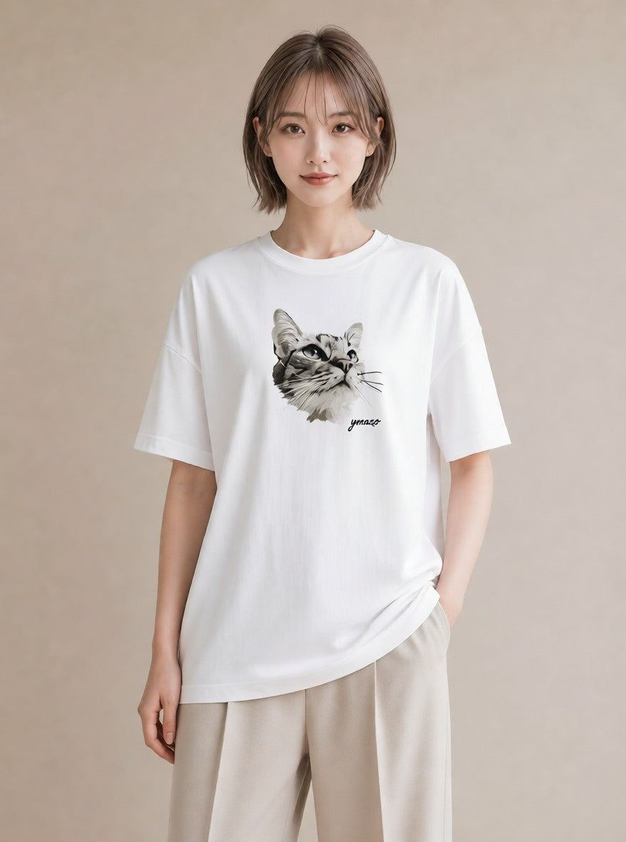 半袖Tシャツ レディース シャム 猫 ねこ イラスト ヴィンテージ風 敬老の日 ホワイトデー 白T YMAZO