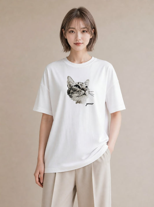 半袖Tシャツ レディース シャム 猫 ねこ イラスト ヴィンテージ風 敬老の日 ホワイトデー 白T YMAZO