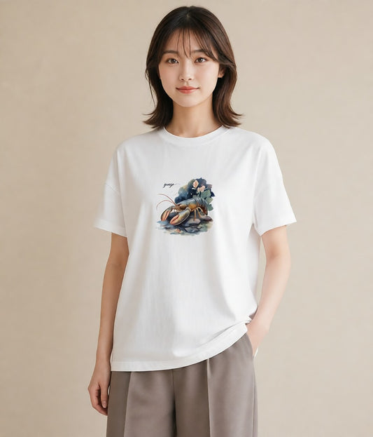 グラフィックTシャツ レディース 蠍座 星空 宇宙 イラスト ゆるかわ 海 カフェ巡り 白T YMAZO