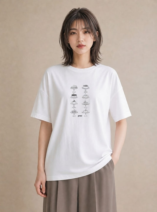 Tシャツ レディース スイーツ お菓子 デザート イラスト 可愛い 夏コーデ 通学 白T YMAZO