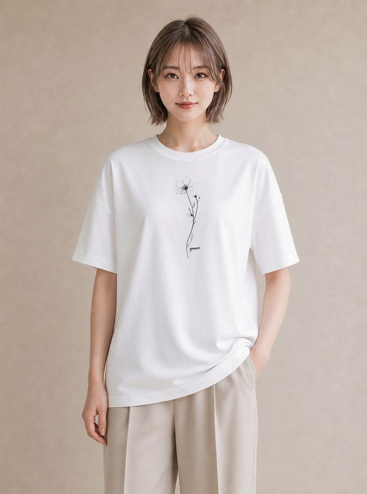 半袖Tシャツ レディース さくら 桜 桜の枝 イラスト ポップ 帰省 ラフ 白T YMAZO