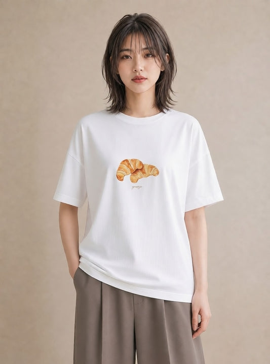 プリントTシャツ レディース ベーグル 食べ物 フード イラスト 可愛い 敬老の日 ホワイトデー 白T YMAZO