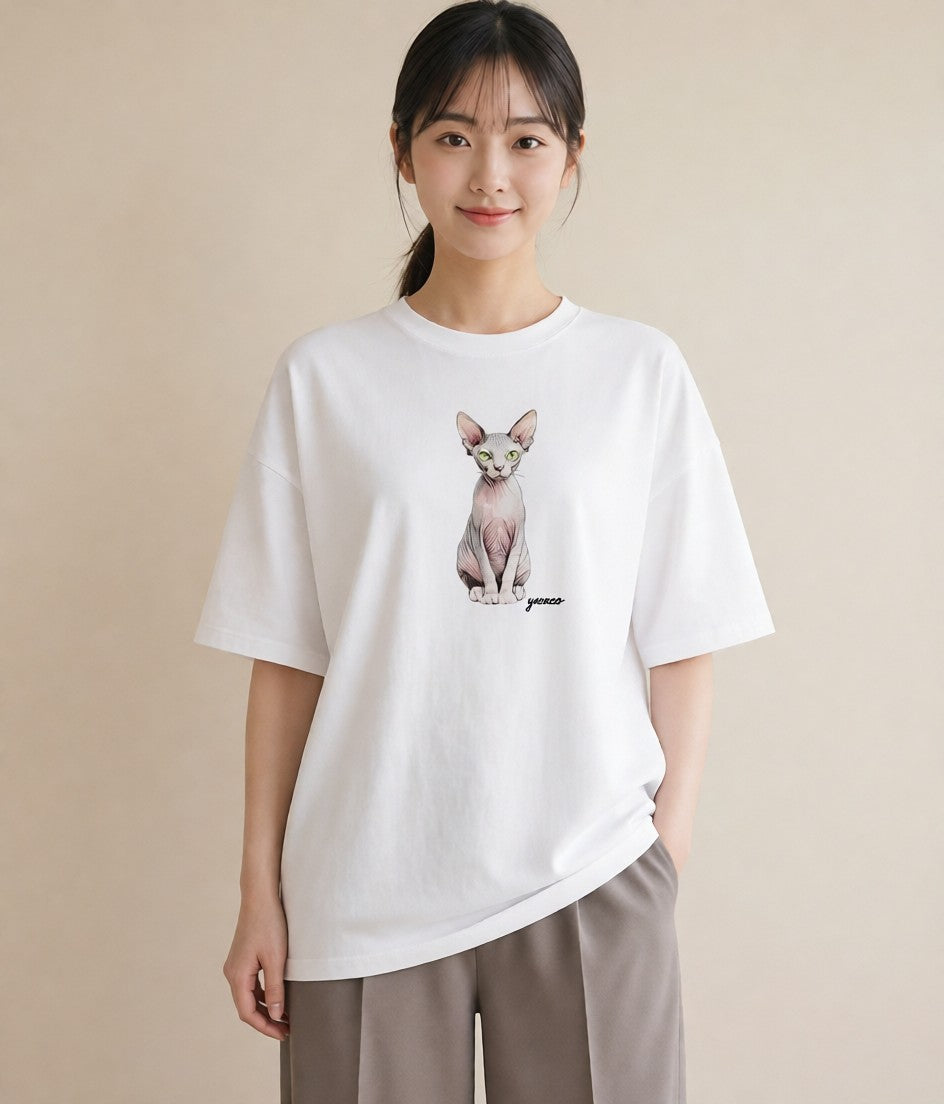 プリントTシャツ レディース シャム柄 猫 ねこ イラスト ポップ クリスマス 旅行 白T YMAZO