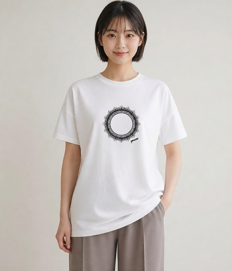プリントTシャツ レディース 幾何学 ミニマル ジオメトリック イラスト 春コーデ 姉妹 白T YMAZO