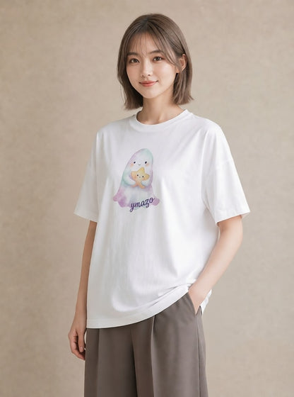 プリントTシャツ レディース 流れ星 星空 宇宙 イラスト カジュアル 敬老の日 ホワイトデー 白T YMAZO