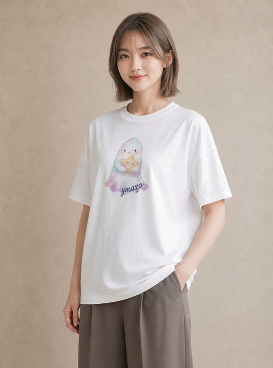 プリントTシャツ レディース 流れ星 星空 宇宙 イラスト カジュアル 敬老の日 ホワイトデー 白T YMAZO