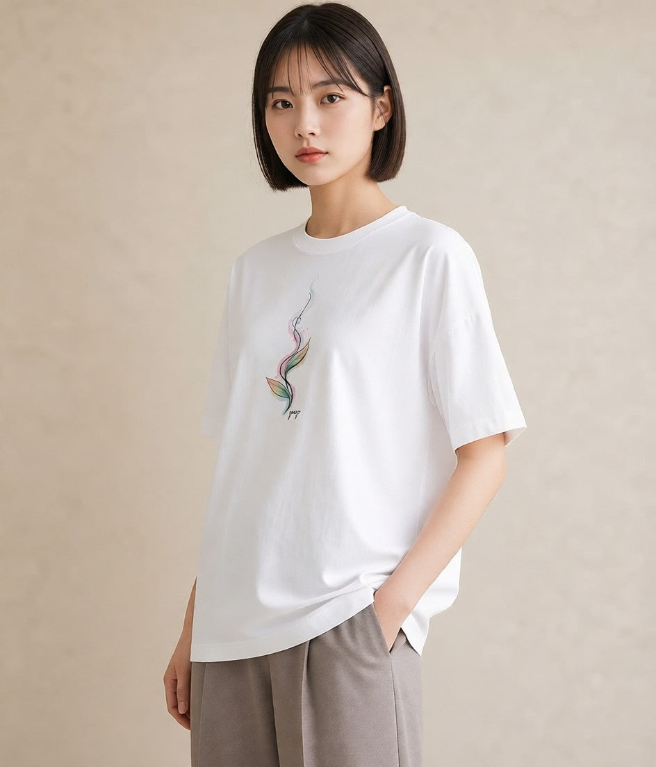 デザインTシャツ レディース コーヒー カフェ 珈琲 イラスト フェミニン ルームウェア ギフト 白T YMAZO