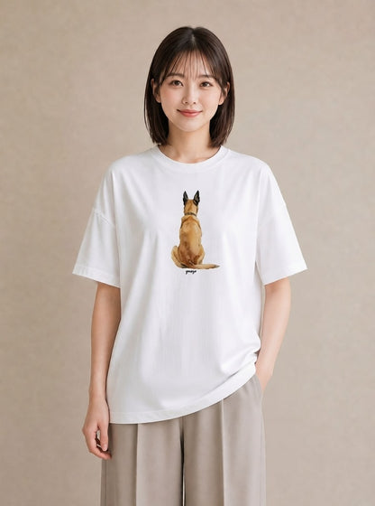 半袖Tシャツ レディース ジャーマンシェパード 犬 いぬ イラスト ギフト 母の日 白T YMAZO