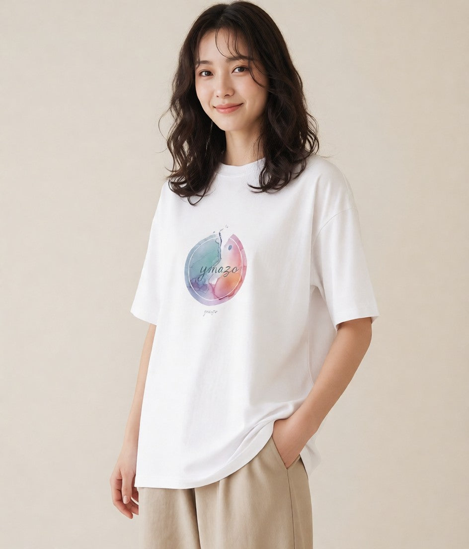 デザインTシャツ レディース 水瓶座 星空 宇宙 イラスト 可愛い カフェ服 クリスマス 白T YMAZO