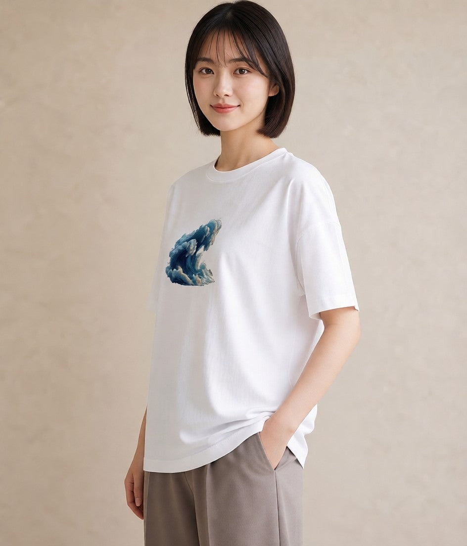 デザインTシャツ レディース 海 星空 宇宙 イラスト レトロ 公園 ママ 白T YMAZO
