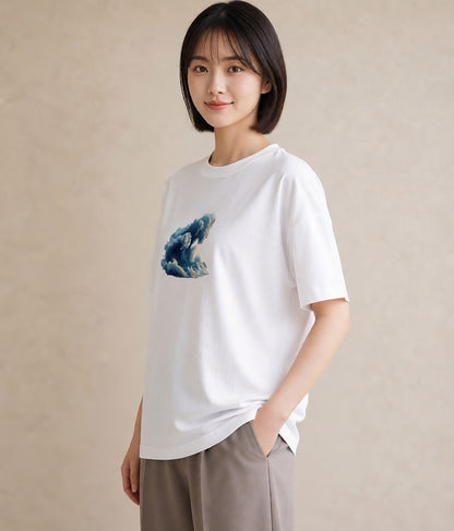 デザインTシャツ レディース 海 星空 宇宙 イラスト レトロ 公園 ママ 白T YMAZO