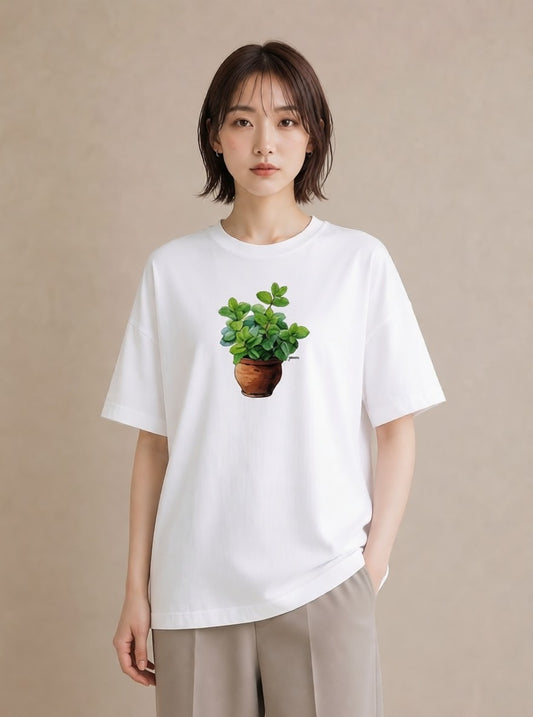 デザインTシャツ レディース 観葉植物 植物 ボタニカル イラスト 普段使い 綿100 デート 白T YMAZO