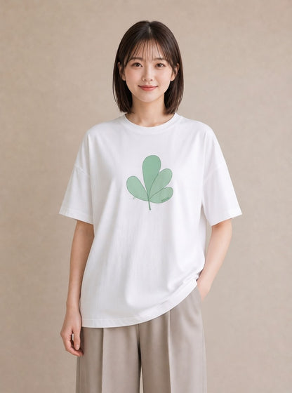 半袖Tシャツ レディース シダ 植物 ボタニカル イラスト ミニマル 公園 ママ 白T YMAZO