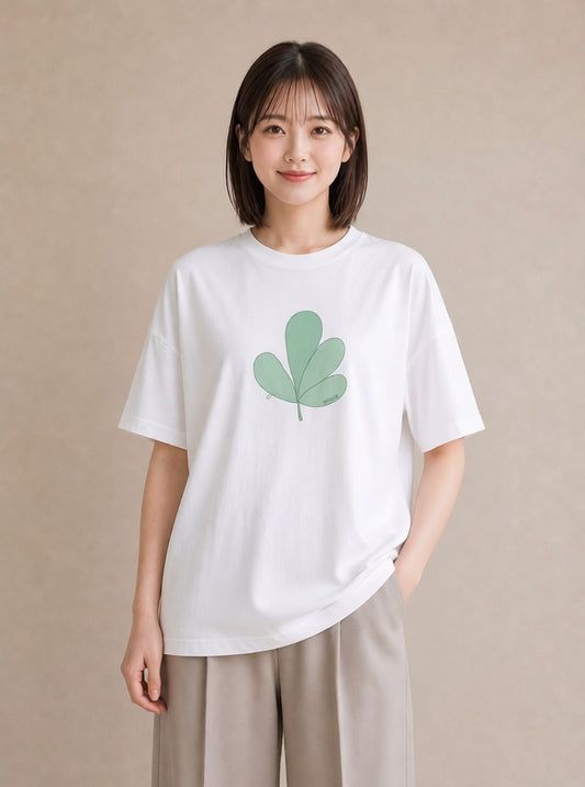 半袖Tシャツ レディース シダ 植物 ボタニカル イラスト ミニマル 公園 ママ 白T YMAZO