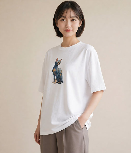グラフィックTシャツ レディース シャム 猫 ねこ イラスト カフェコーデ 親子 20代 白T YMAZO