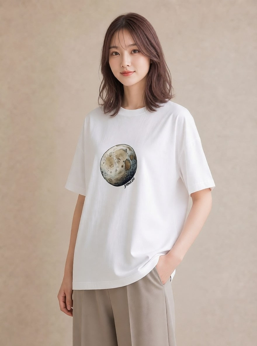 Tシャツ レディース 惑星 星空 宇宙 イラスト 休日コーデ 誕生日プレゼント 綿100 白T YMAZO
