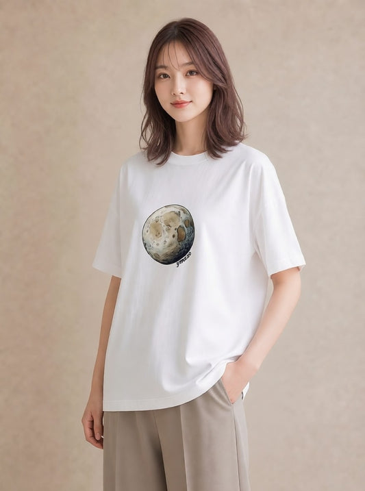 Tシャツ レディース 惑星 星空 宇宙 イラスト 休日コーデ 誕生日プレゼント 綿100 白T YMAZO