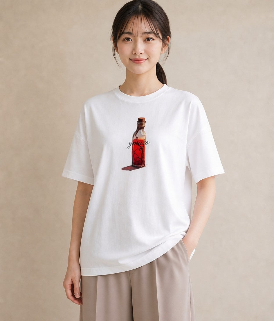 デザインTシャツ レディース ガラス瓶 小枝 ボタニカル ナチュラル アンティーク イラスト ポップ クリスマス 旅行 白T YMAZO