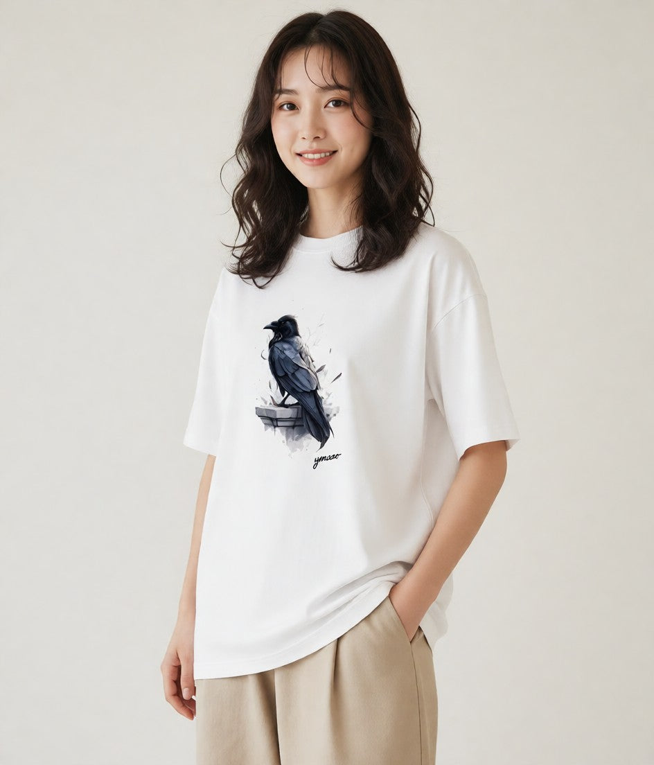 Tシャツ レディース 九官鳥 ペット 動物 イラスト シンプル 旅行 母娘コーデ 白T YMAZO