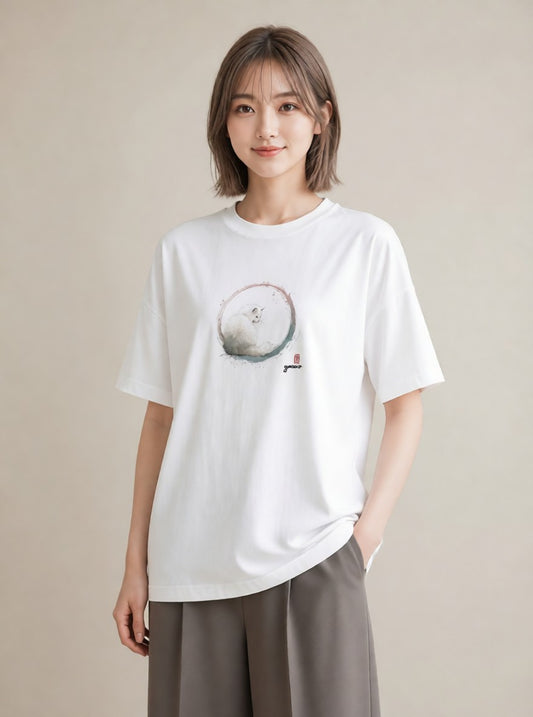 グラフィックTシャツ レディース ペルシャ 猫 ねこ イラスト 淡色 在宅 公園 白T YMAZO