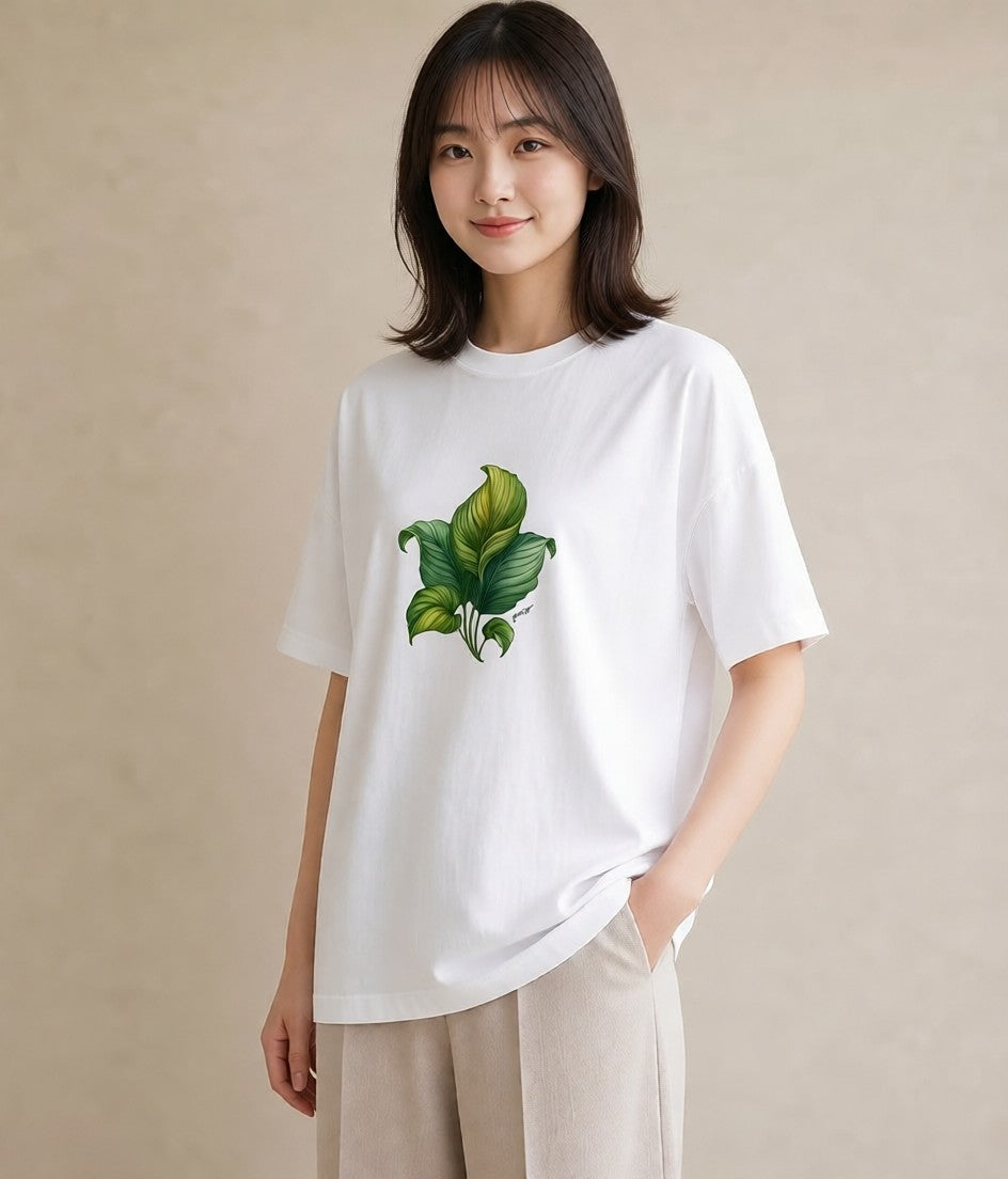 プリントTシャツ レディース 観葉植物 植物 ボタニカル イラスト カフェコーデ カフェ服 クリスマス 白T YMAZO