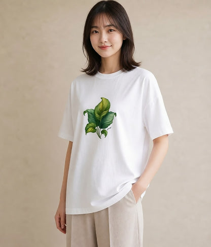 プリントTシャツ レディース 観葉植物 植物 ボタニカル イラスト カフェコーデ カフェ服 クリスマス 白T YMAZO