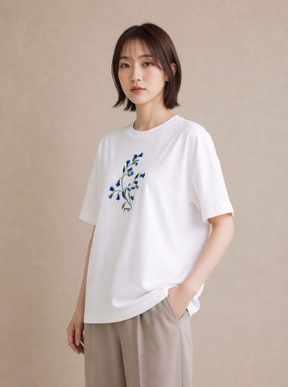グラフィックTシャツ レディース あさがお 朝顔 花 花柄 イラスト お洒落 お出かけ 普段着 白T