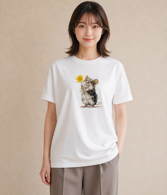 半袖Tシャツ レディース ハムスター ペット 動物 イラスト ガーリー ビーチ デイリーウェア 白T YMAZO
