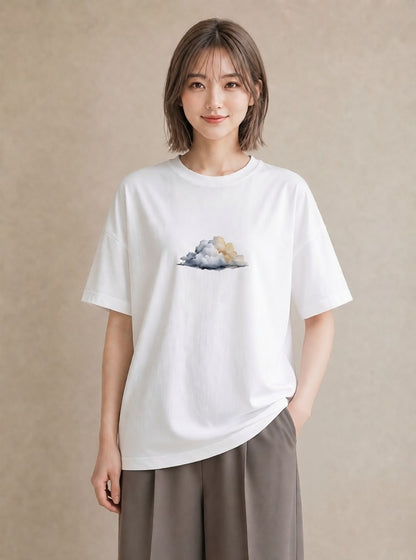 Tシャツ レディース 虹 星空 宇宙 イラスト ミニマル 通勤 在宅 白T YMAZO