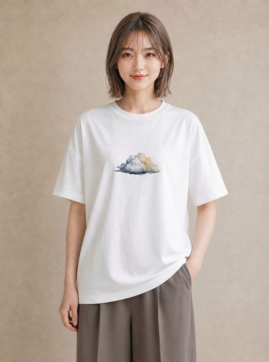 Tシャツ レディース 虹 星空 宇宙 イラスト ミニマル 通勤 在宅 白T YMAZO