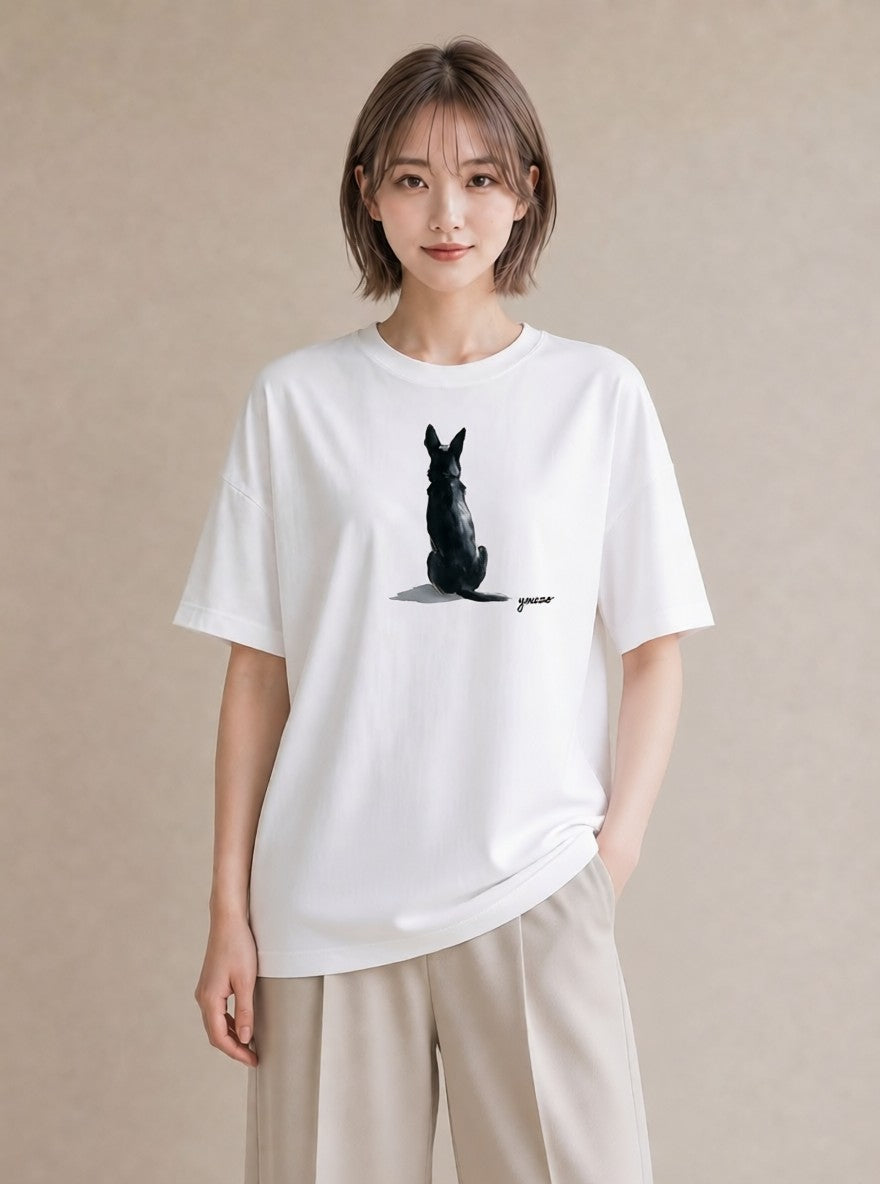 デザインTシャツ レディース 老犬 犬 いぬ イラスト モード お揃い 親子 白T YMAZO