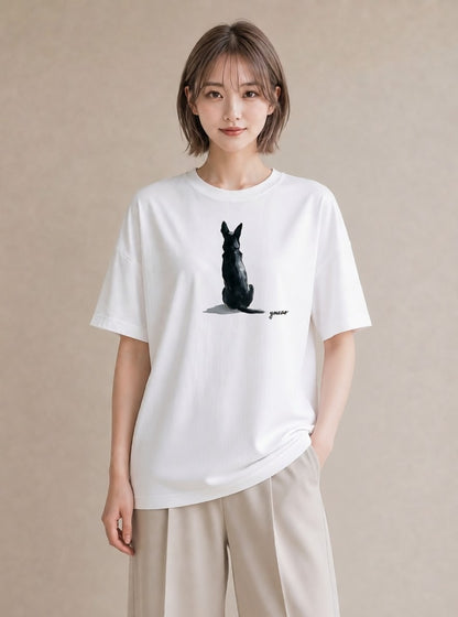 デザインTシャツ レディース 老犬 犬 いぬ イラスト モード お揃い 親子 白T YMAZO