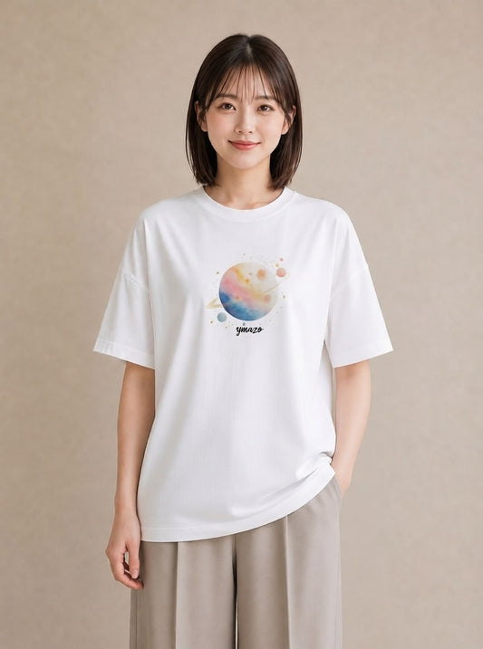 Tシャツ レディース 魚座 星空 宇宙 イラスト 手描き風 女性向けギフト 散歩 白T YMAZO