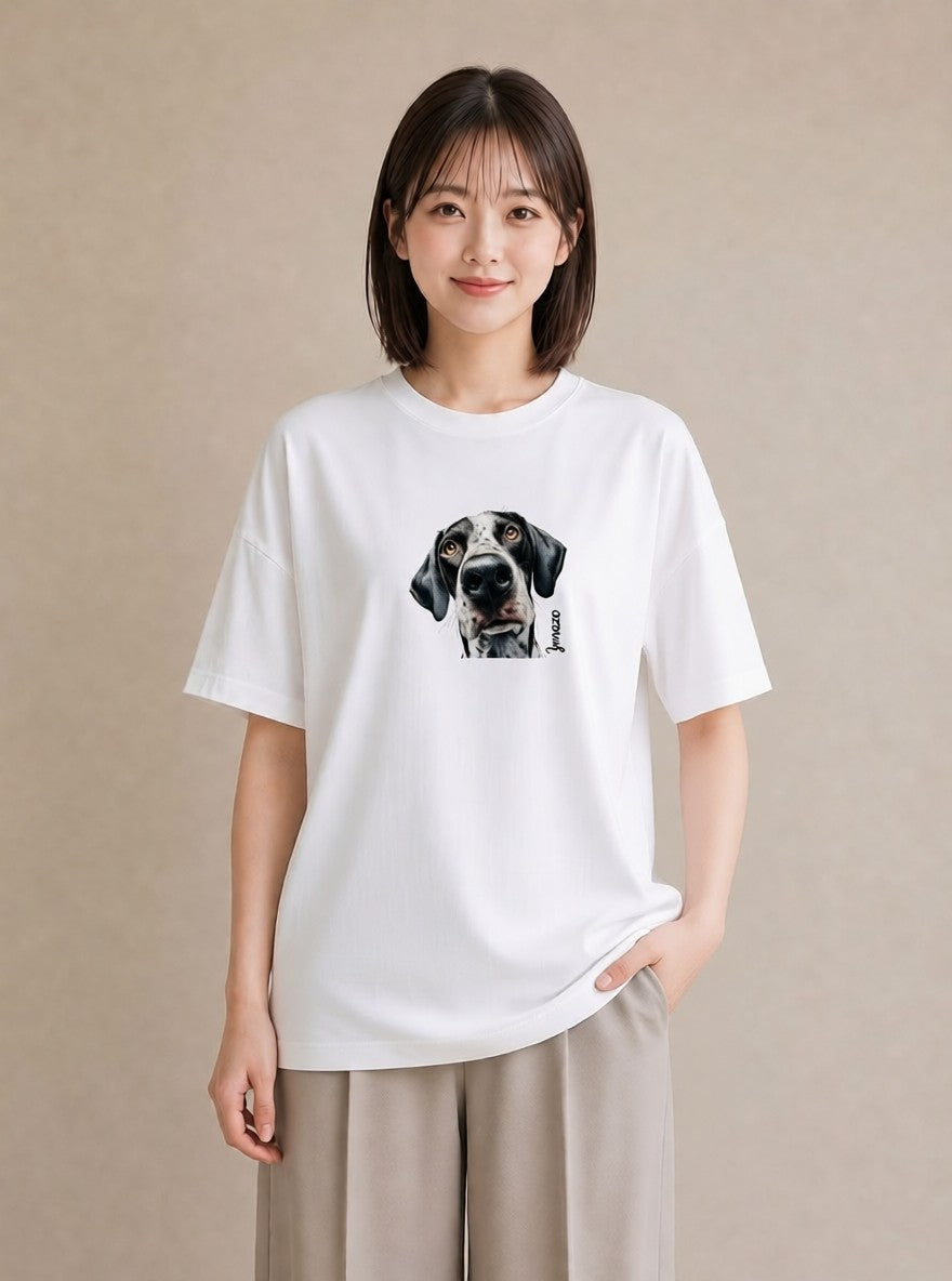 デザインTシャツ レディース ミックス犬 犬 いぬ イラスト フェミニン デート 帰省 白T YMAZO