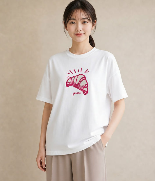 グラフィックTシャツ レディース パン ベーカリー イラスト こなれ感 姉妹 送別ギフト 白T YMAZO