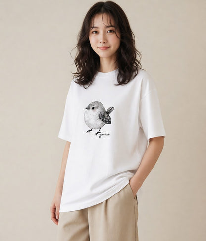 プリントTシャツ レディース 文鳥 ペット 動物 イラスト ペアコーデ 秋コーデ 白T YMAZO