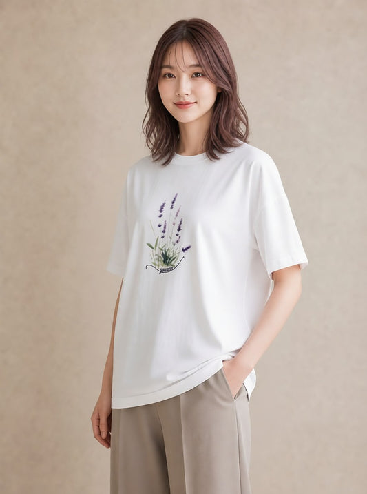 グラフィックTシャツ レディース ハーブ 植物 ボタニカル イラスト 水彩風 カフェ服 クリスマス 白T YMAZO