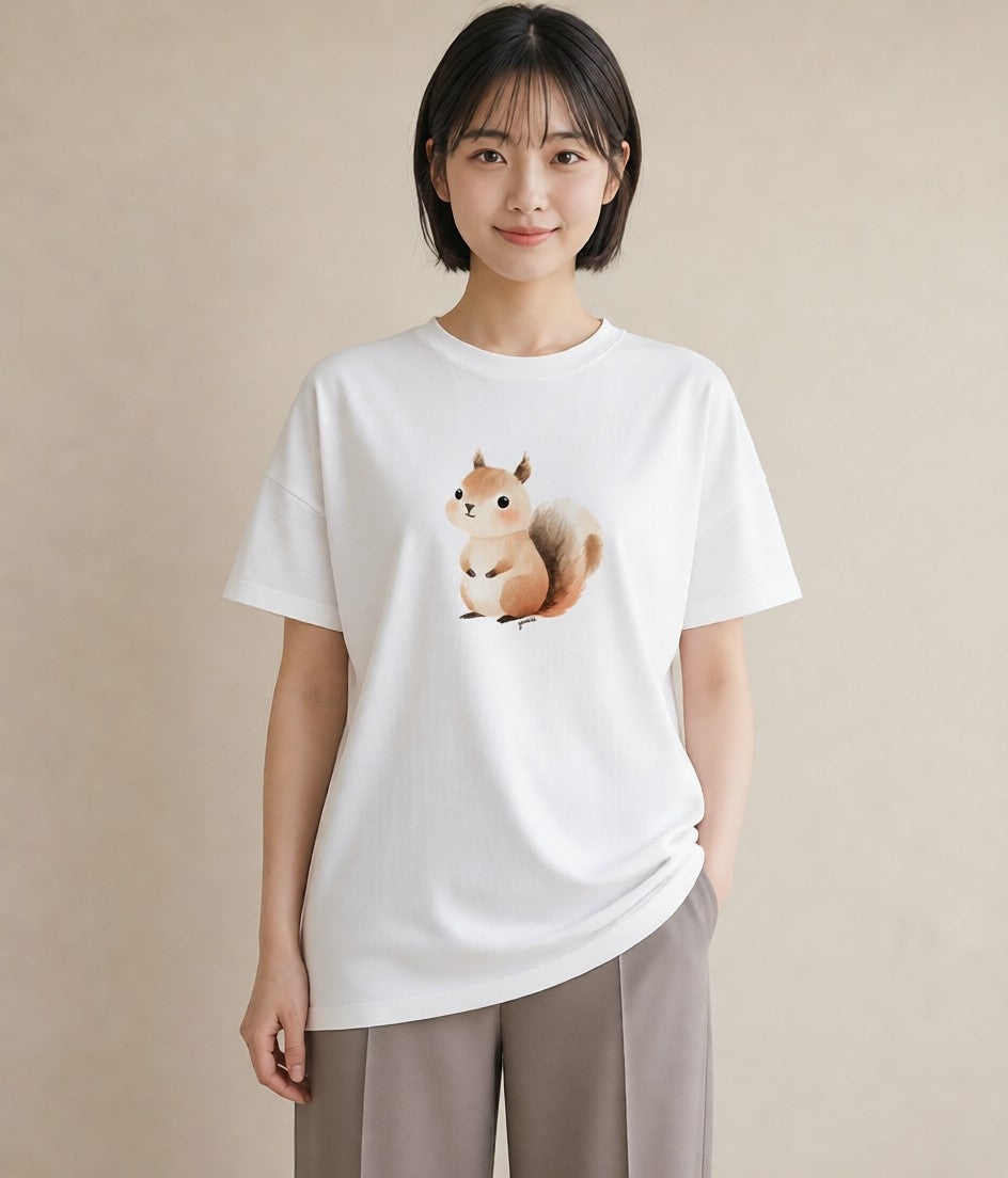 Tシャツ レディース どんぐり 植物 ボタニカル イラスト シック 姉妹 送別ギフト 白T YMAZO