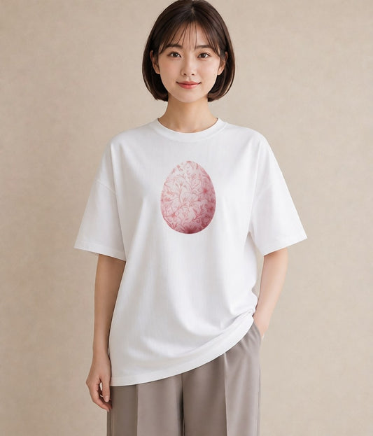 デザインTシャツ レディース たまご 食べ物 フード イラスト ヴィンテージ風 普段着 週末コーデ 白T YMAZO