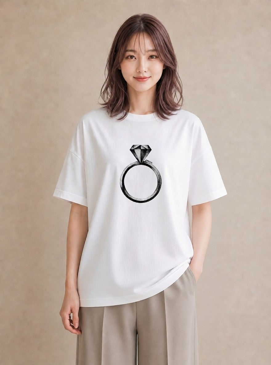 半袖Tシャツ レディース パールピアス アクセサリー ナチュラル アンティーク イラスト ボタニカル ホワイトデー 春服 白T YMAZO