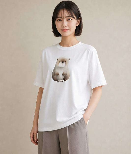 デザインTシャツ レディース フェレット ペット 動物 イラスト カジュアル 秋コーデ おしゃれギフト 白T YMAZO
