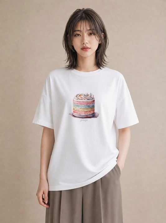Tシャツ レディース マフィン 食べ物 フード イラスト シック 通学 誕生日プレゼント 白T YMAZO