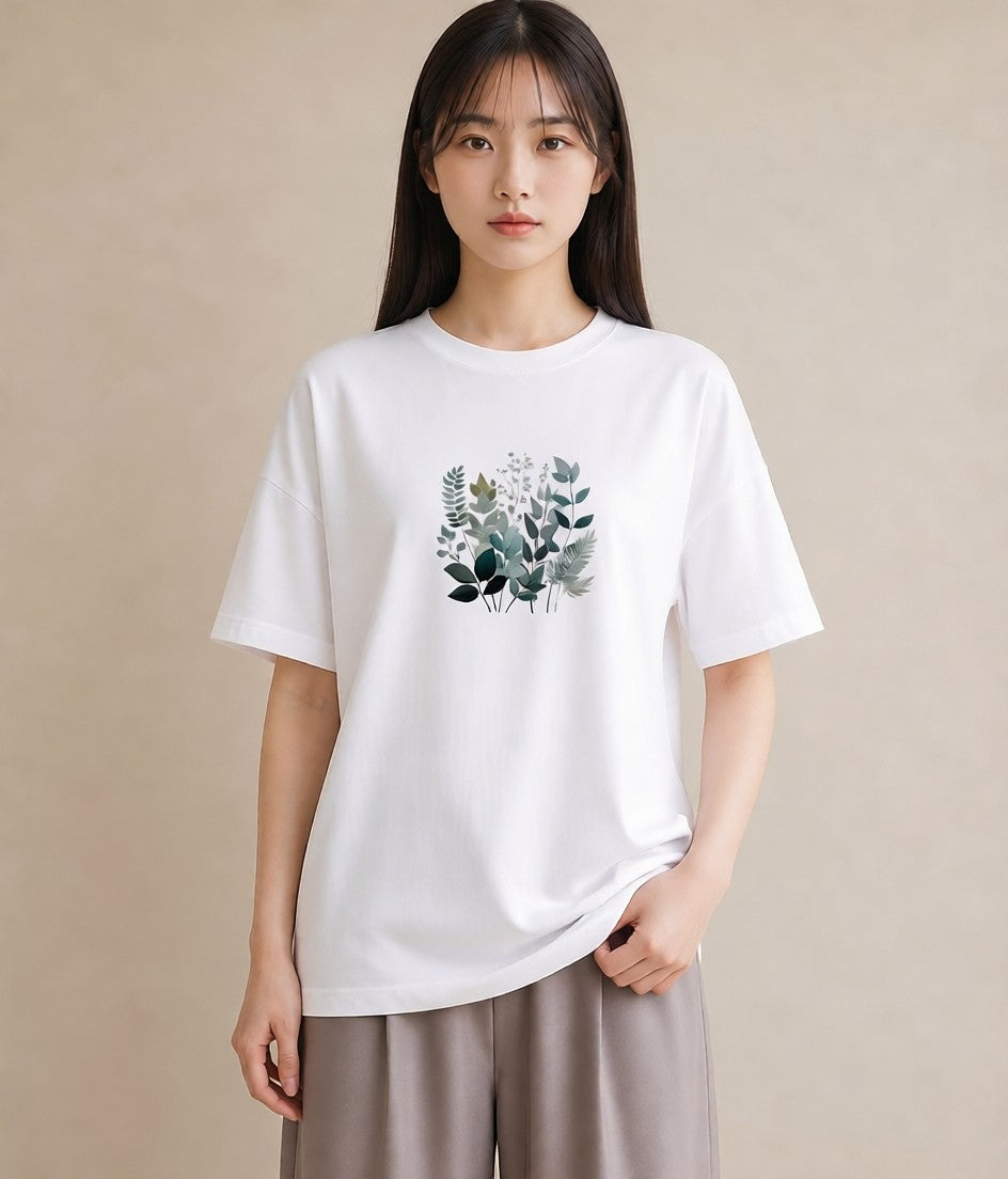 半袖Tシャツ レディース ハーブ 植物 ボタニカル イラスト ラフ 女子会 お揃い 白T YMAZO