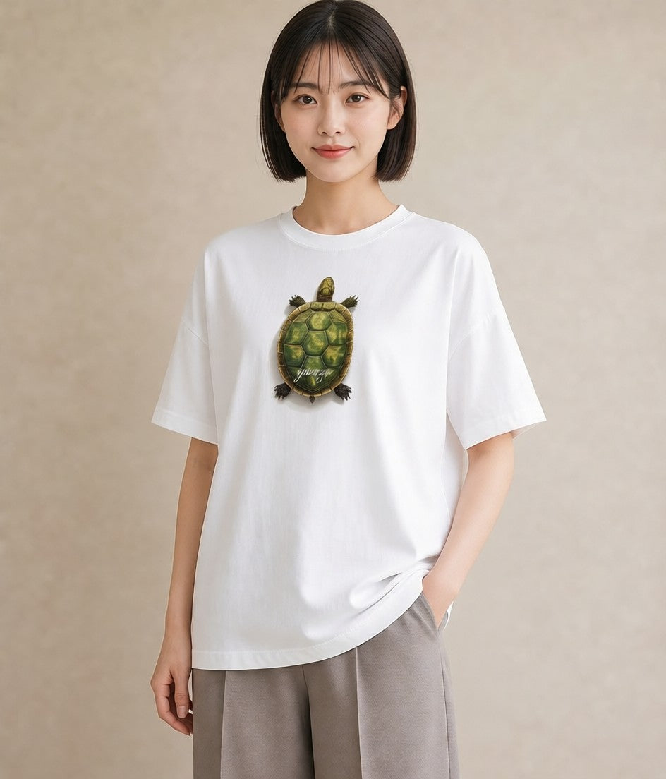 プリントTシャツ レディース ウミガメ 海の生き物 海 イラスト ラフ 秋コーデ おしゃれギフト 白T YMAZO