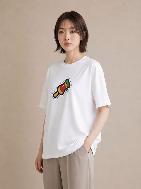 プリントTシャツ レディース アイス 食べ物 フード イラスト きれいめカジュアル 週末コーデ 敬老の日 白T YMAZO