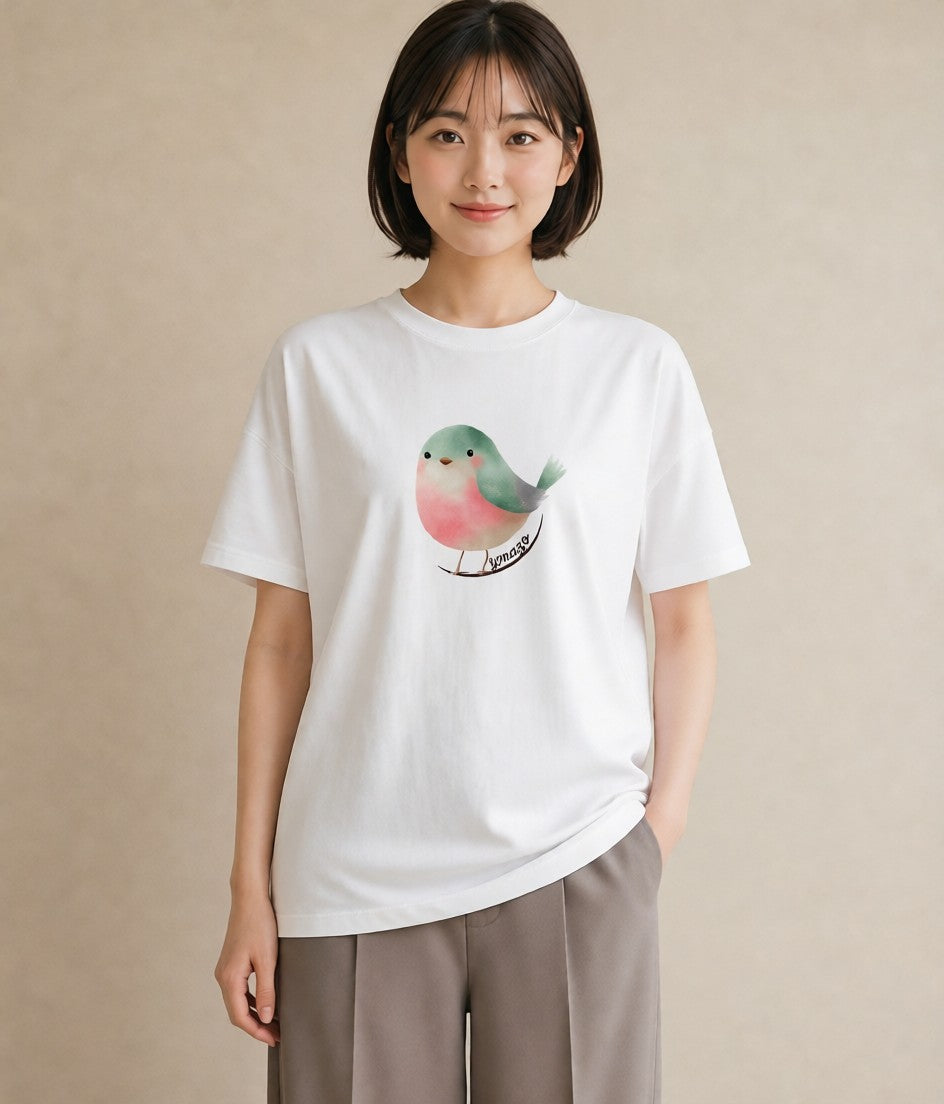 グラフィックTシャツ レディース コザクラインコ ペット 動物 イラスト 休日コーデ 送別ギフト 通勤 白T YMAZO