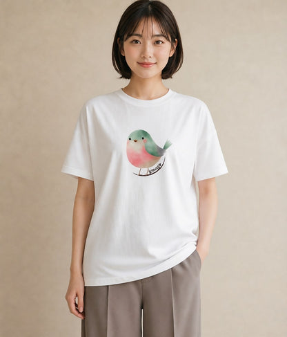 グラフィックTシャツ レディース コザクラインコ ペット 動物 イラスト 休日コーデ 送別ギフト 通勤 白T YMAZO
