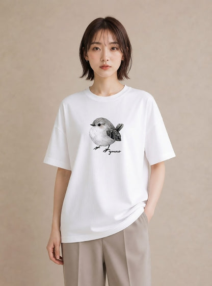 プリントTシャツ レディース 桜文鳥 ペット 動物 イラスト アート風 ギフト 母の日 白T YMAZO