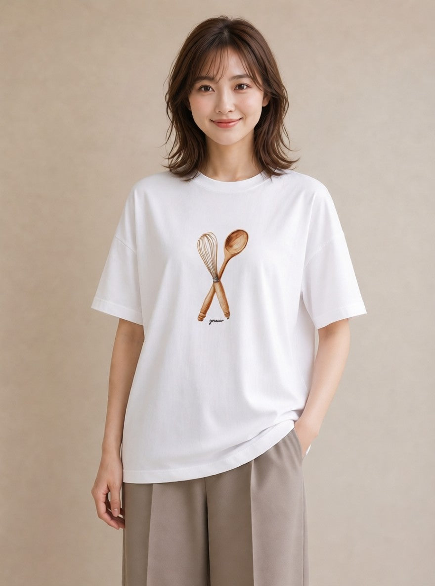 プリントTシャツ レディース 手鏡 アンティーク レトロ ナチュラル イラスト 手描き風 おしゃれギフト 社会人 白T YMAZO