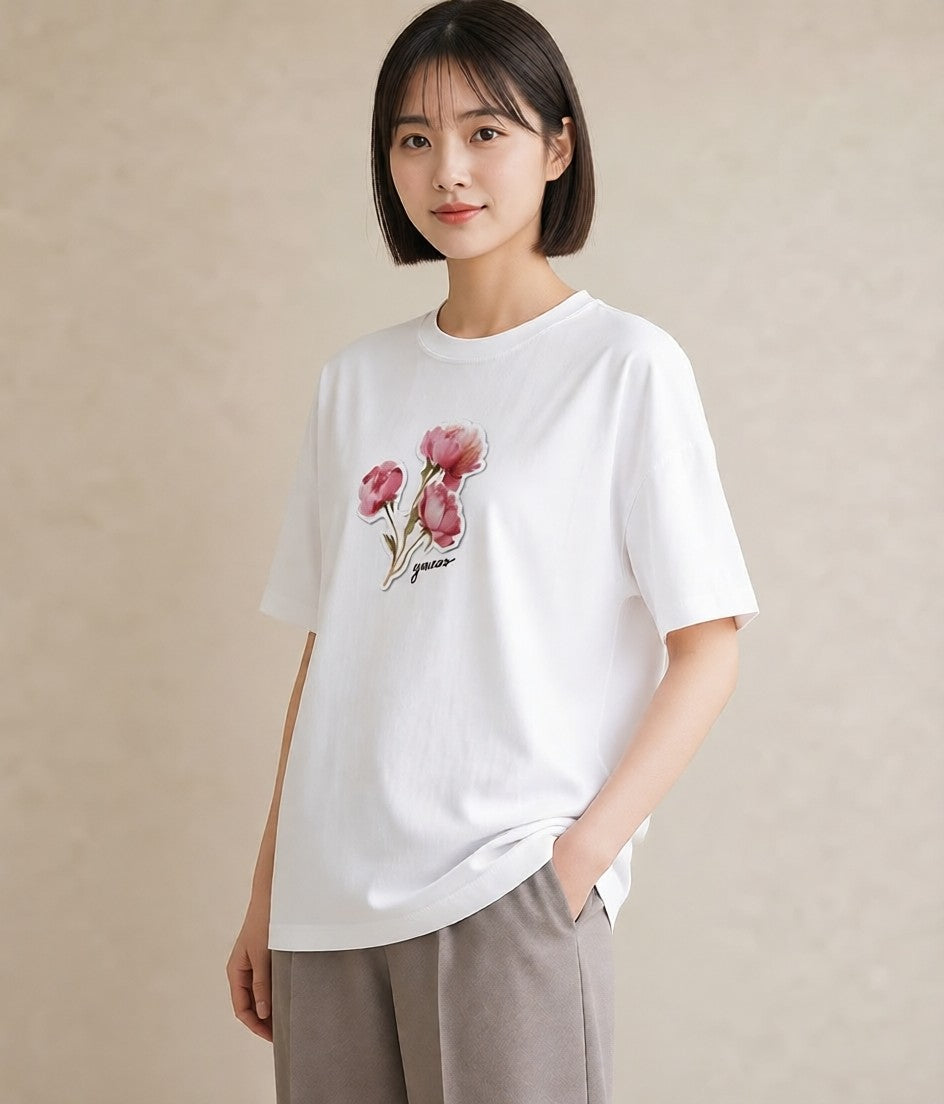 デザインTシャツ レディース 観葉植物 植物 ボタニカル イラスト ミセス 春コーデ 白T YMAZO